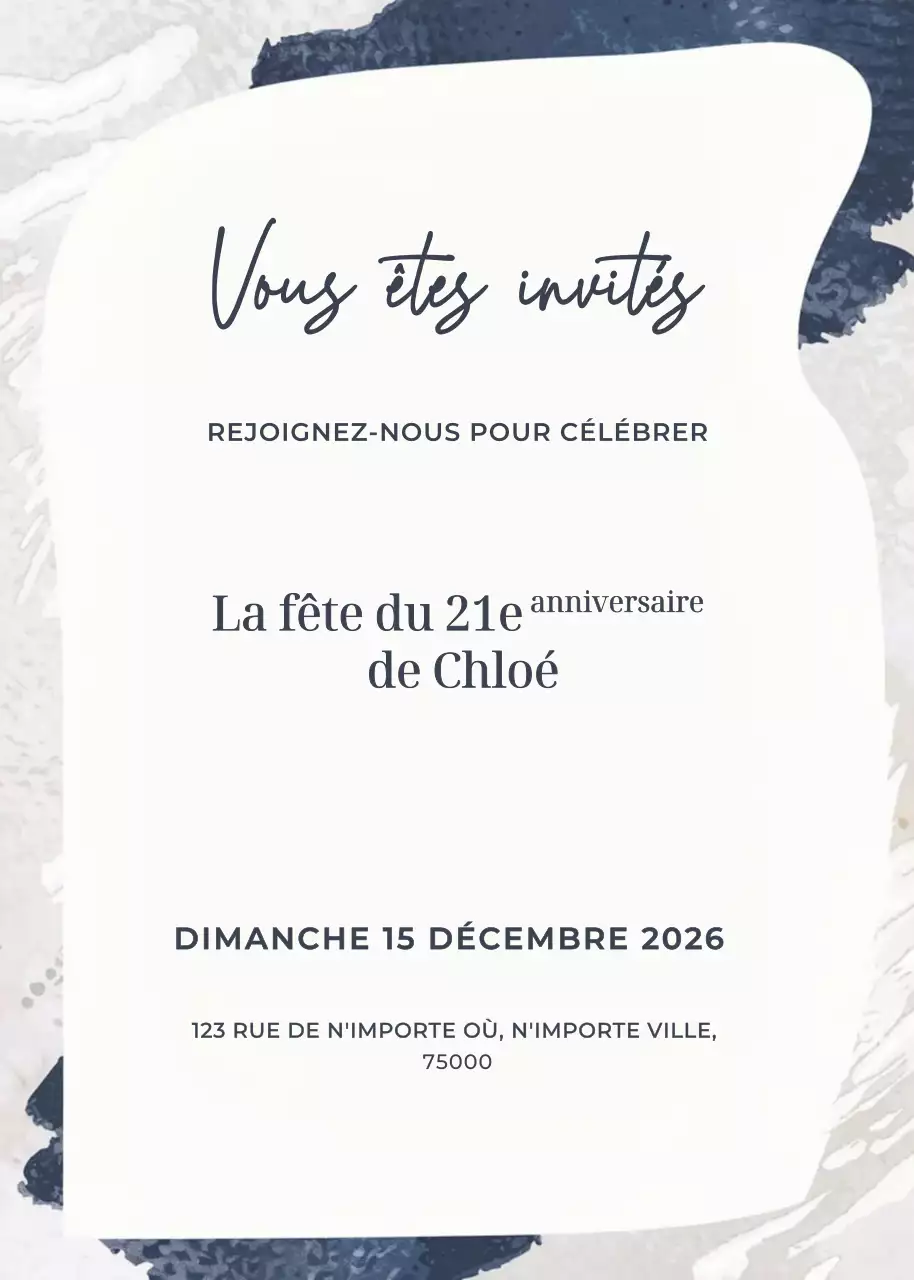 Invitation d'anniversaire élégante marine