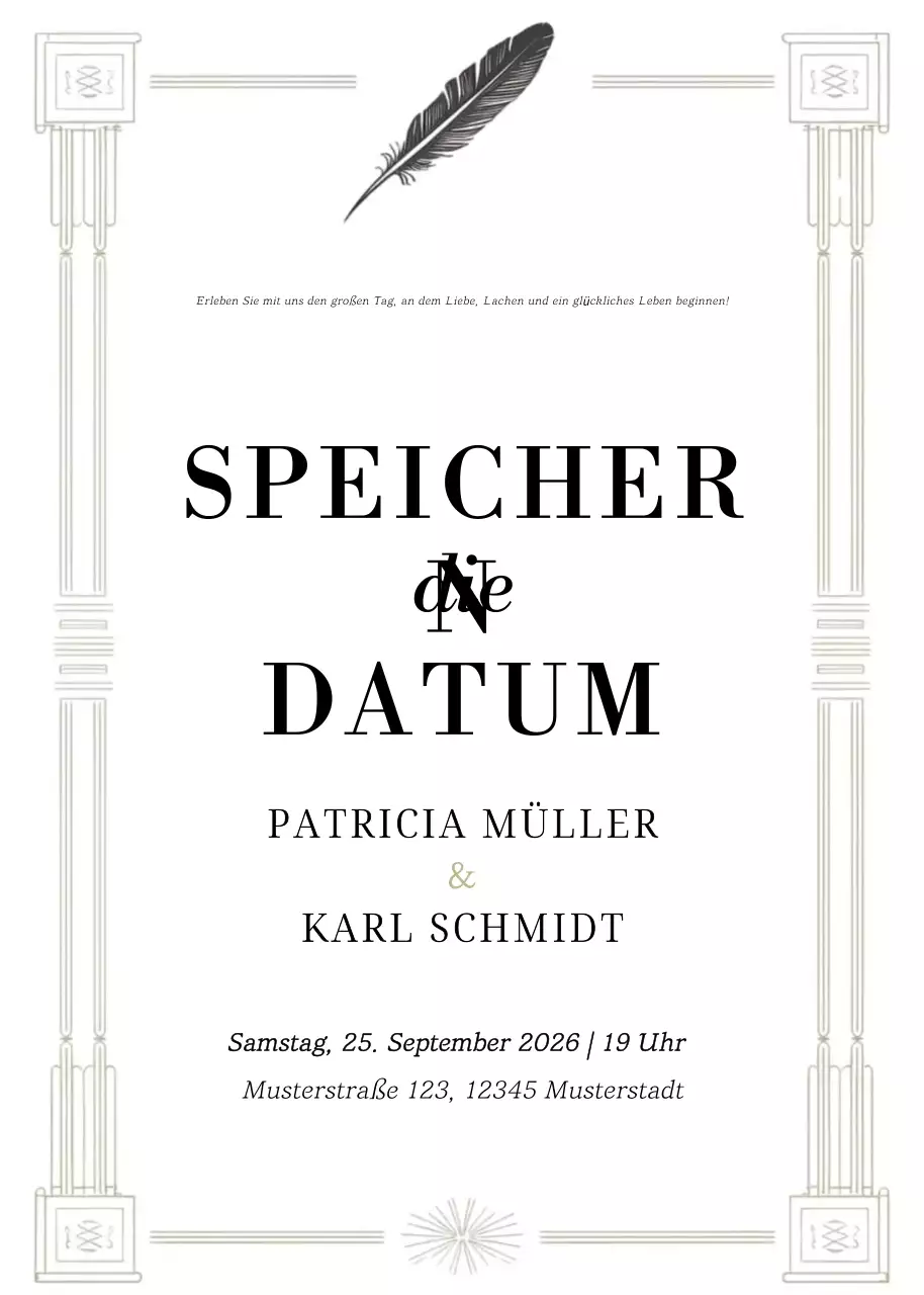 Weiß Elegante Hochzeitseinladung