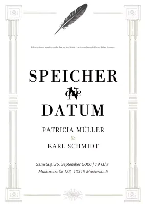 Weiß Elegante Hochzeitseinladung