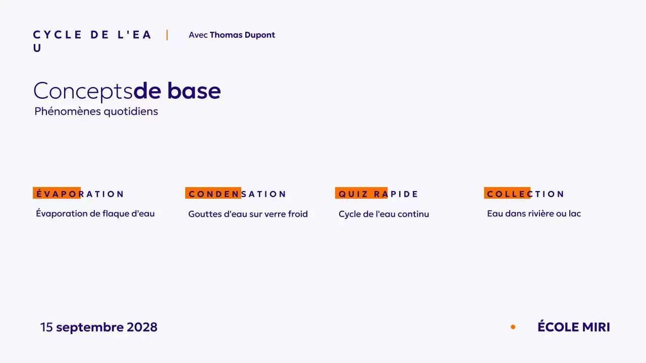 Présentation du cours de science Blu minimal