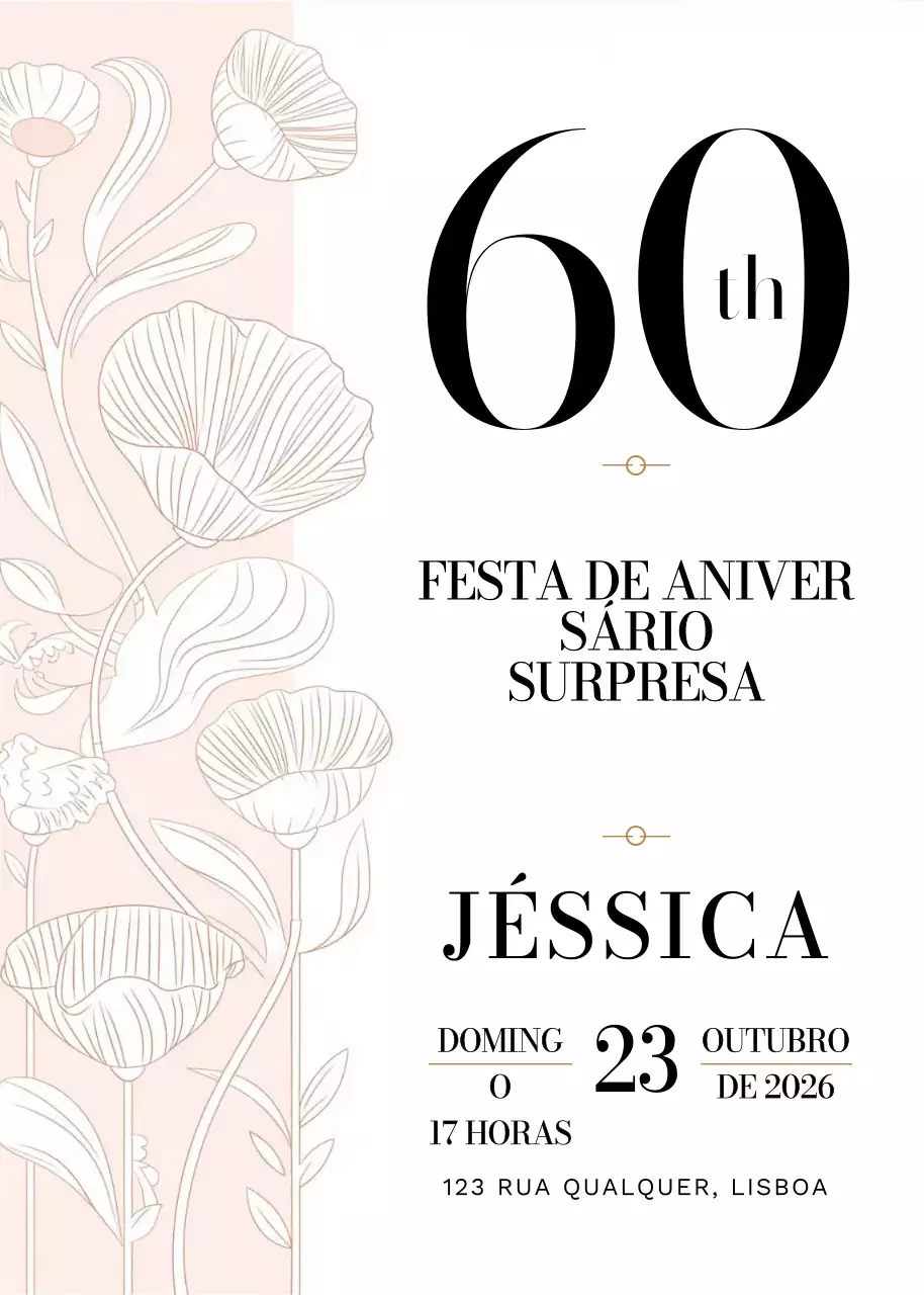 convite de aniversário elegante bege
