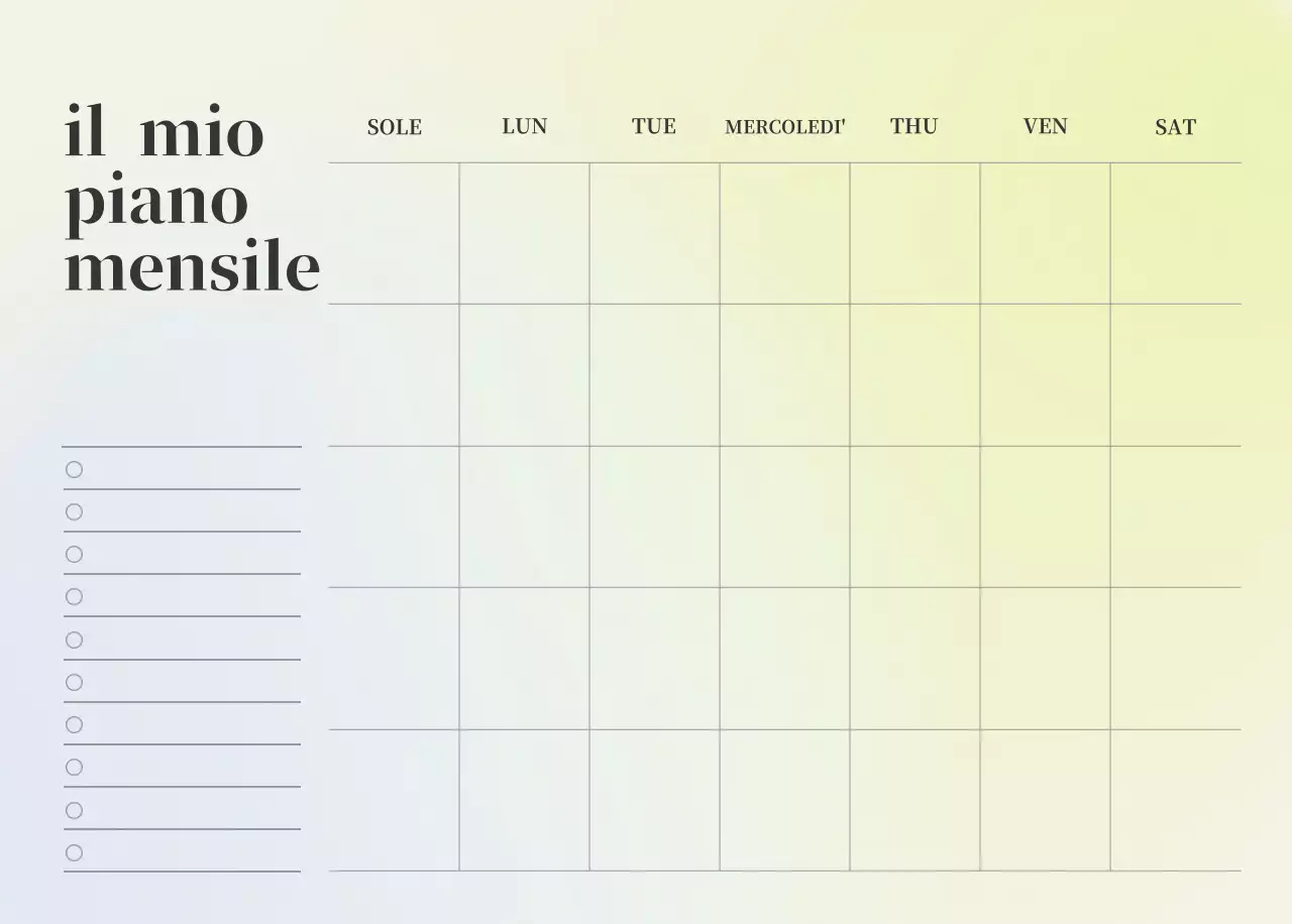 Calendario minimalista a gradi