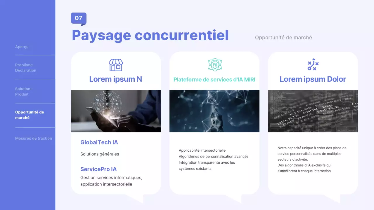 présentation professionnelle bleue de l'entreprise