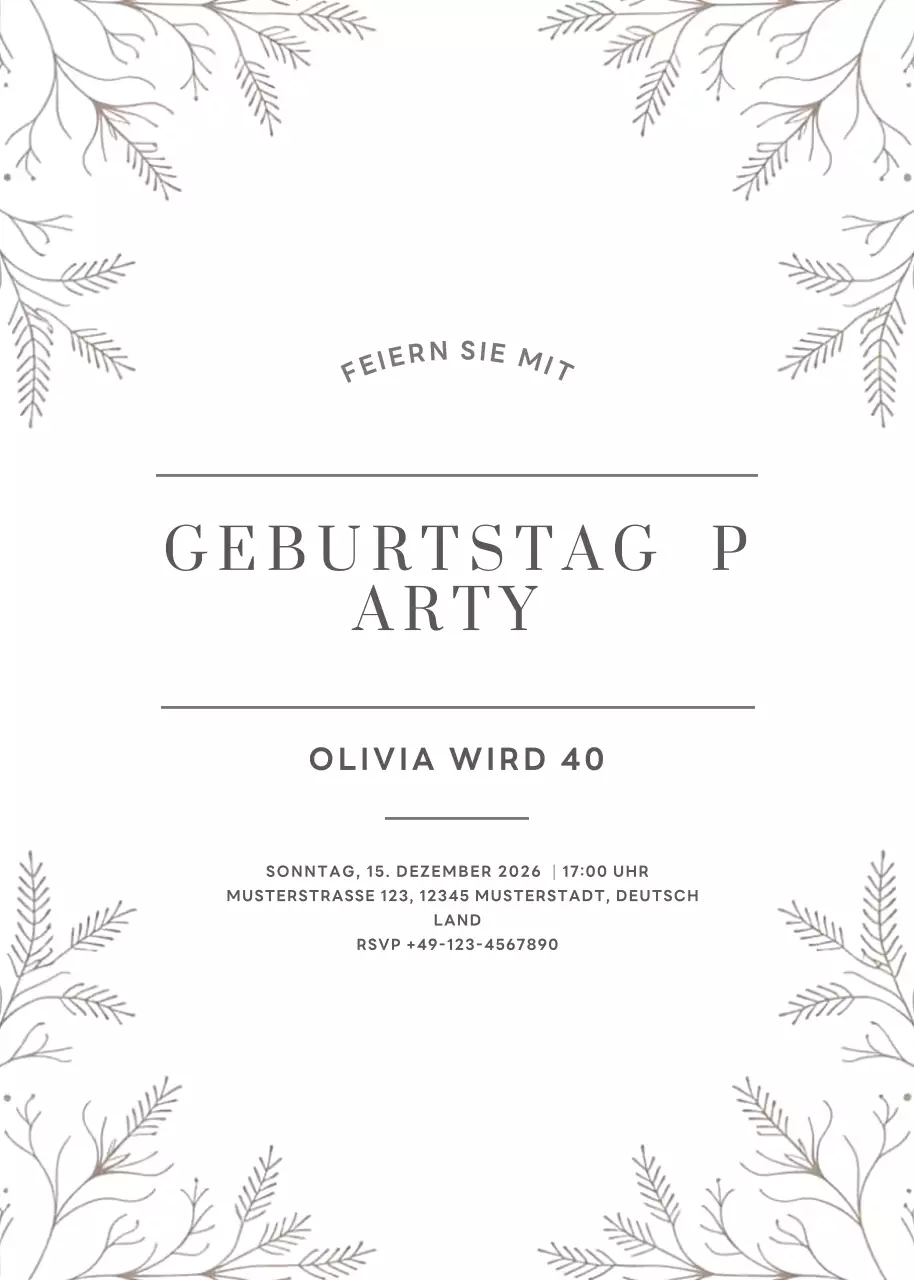 weiß minimal geburtstag einladung