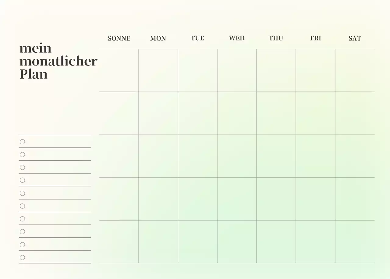 Minimalistischer Kalender mit Farbverlauf