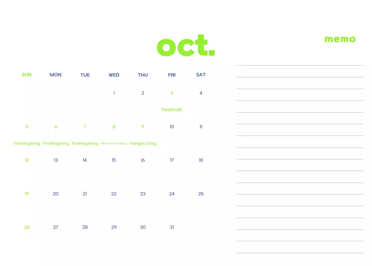 Business calendar with cute illustrations