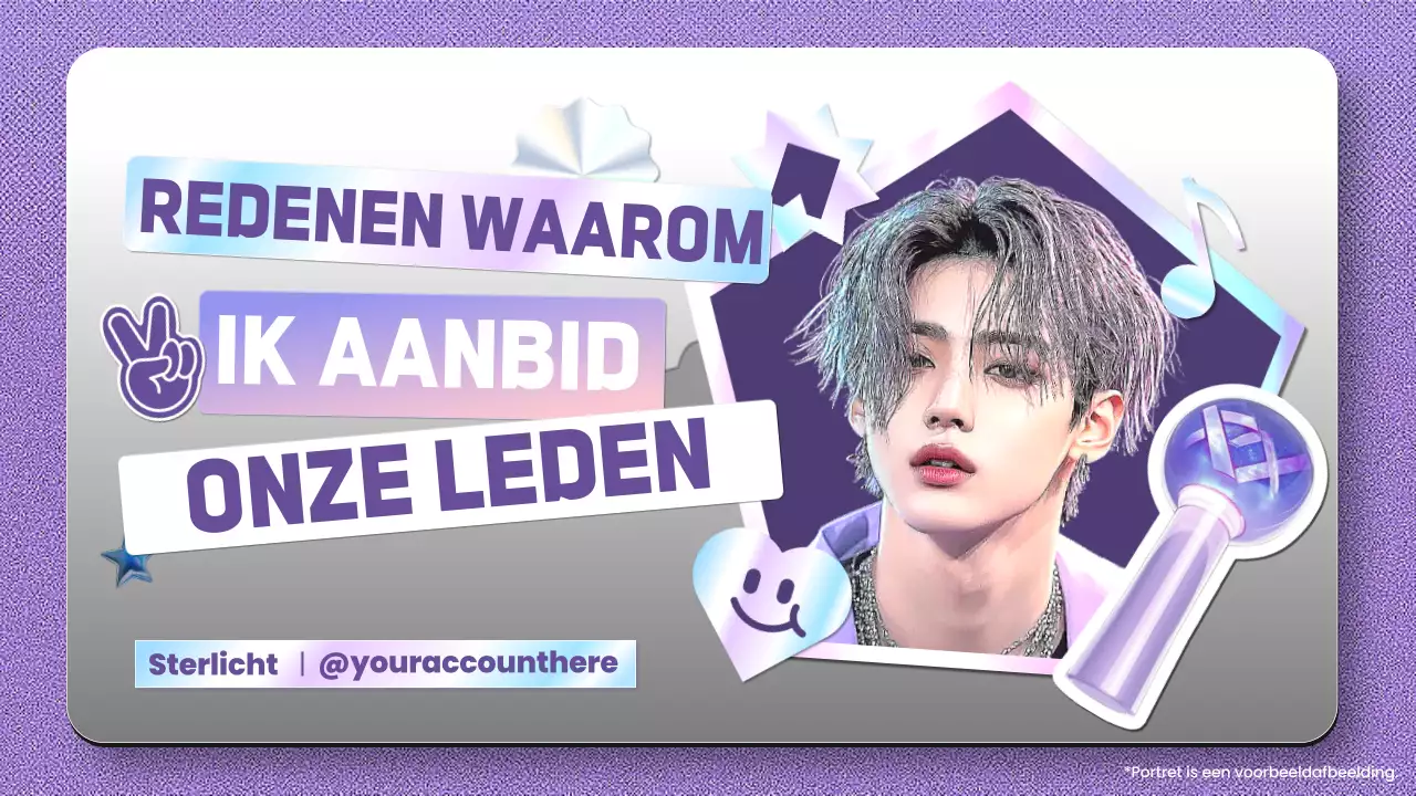 Paarse trendy K-pop idool informatie