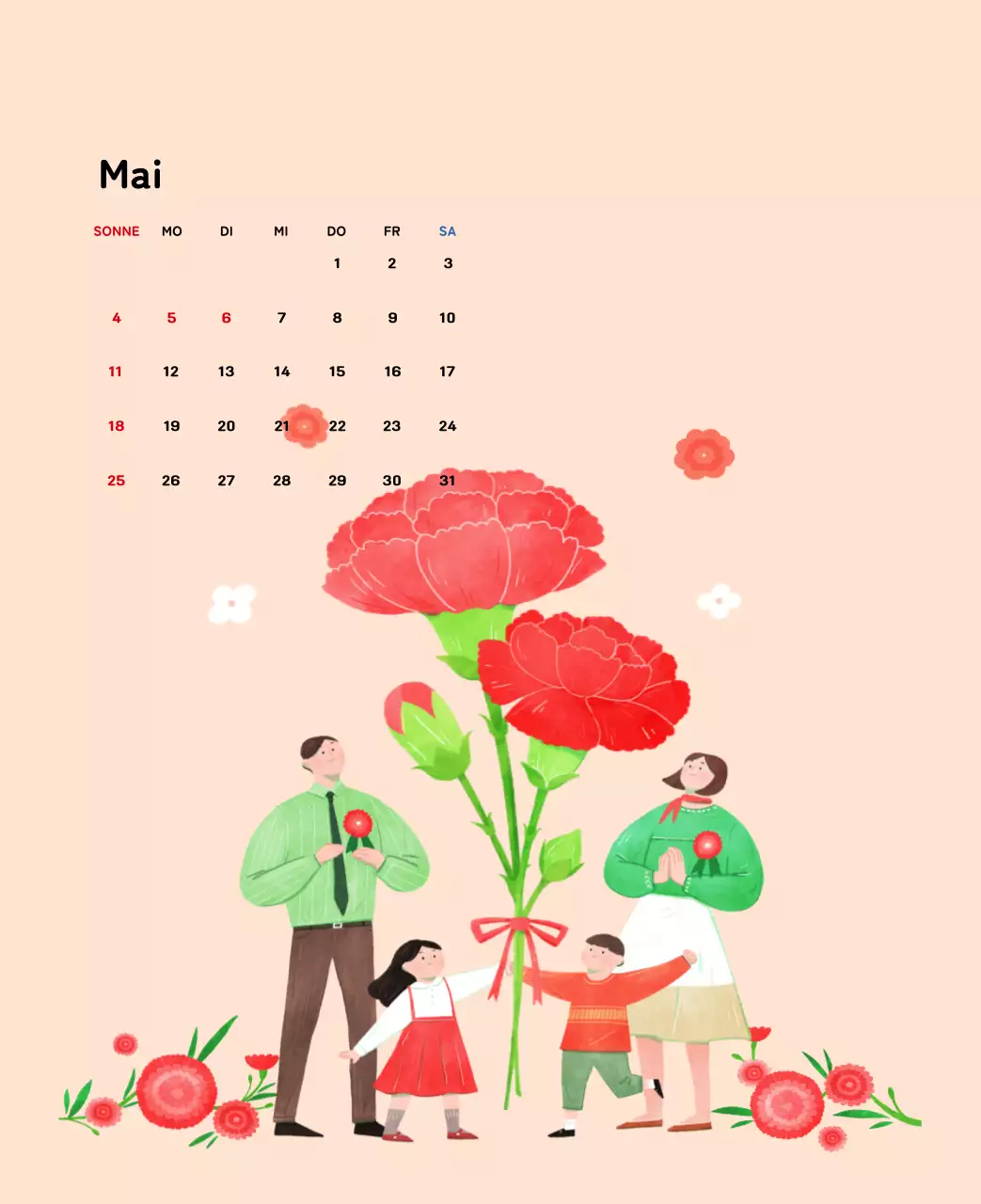 Neujahrskalender mit warmen Illustrationen
