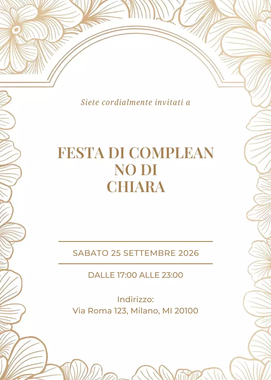invito di compleanno elegante in oro