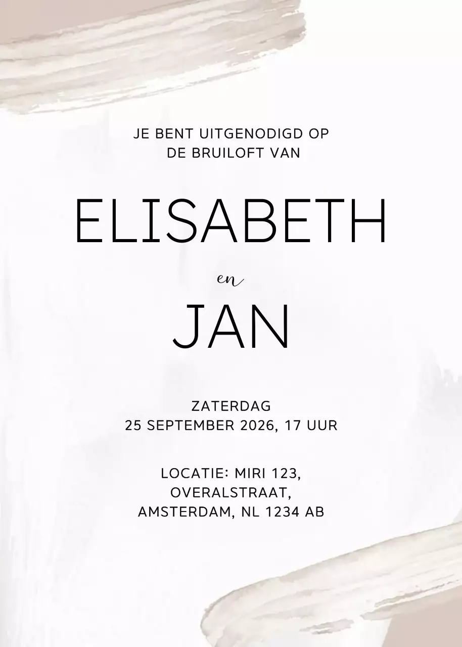 Beige elegante huwelijksuitnodiging