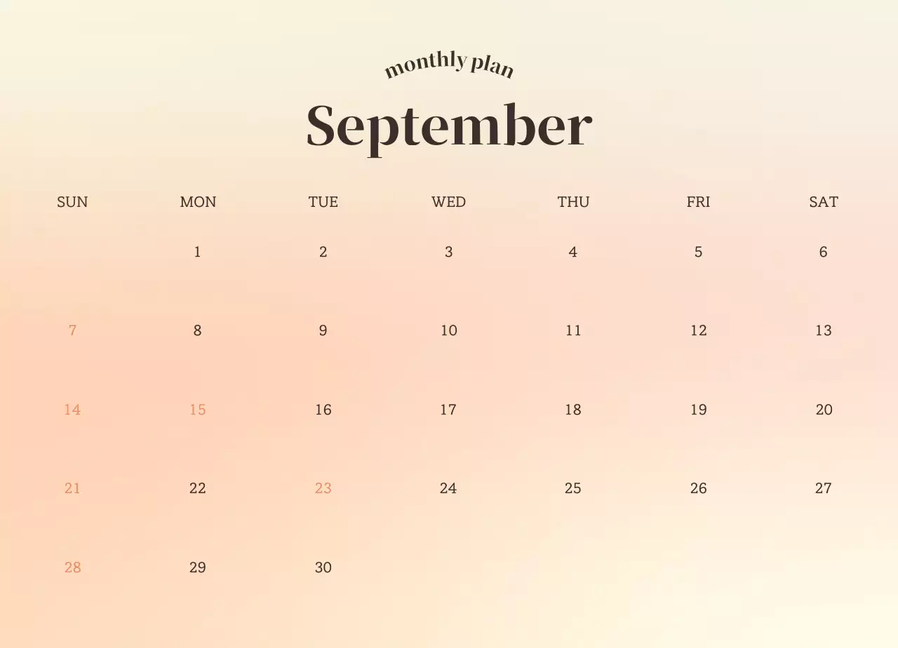 グラデーションミニマリスト感性カレンダー