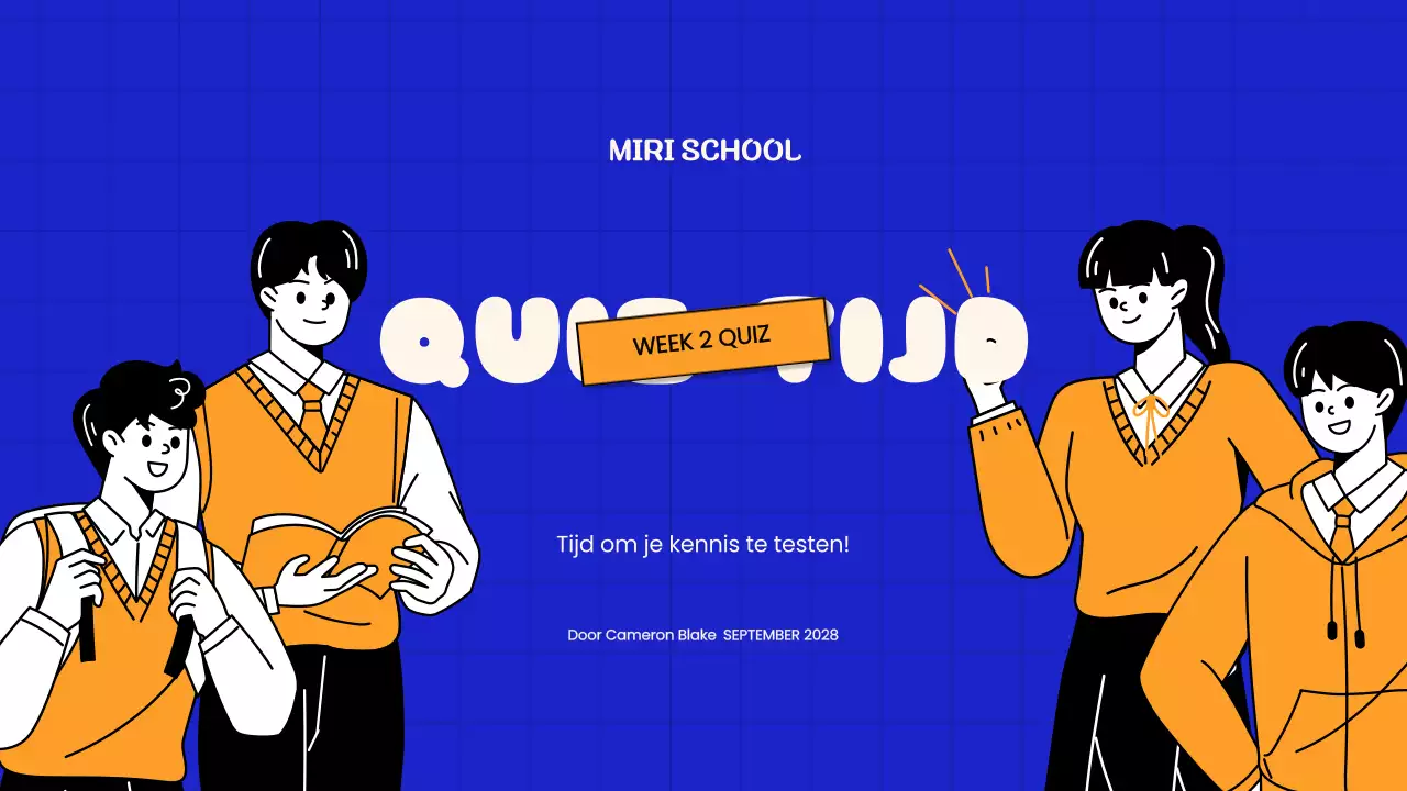 Blauwe Speelse Quiz Tijd School Presentatie