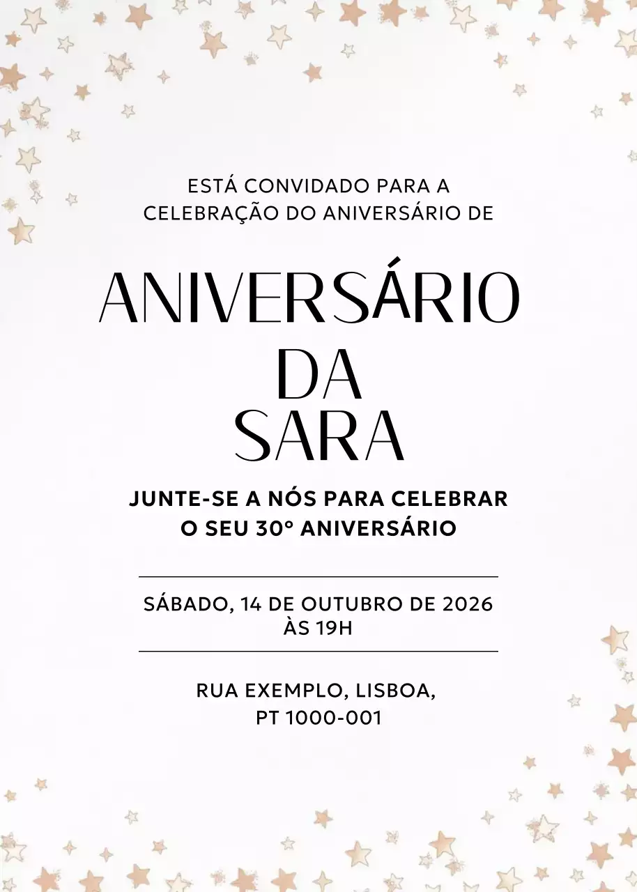 Convite de aniversário elegante bege