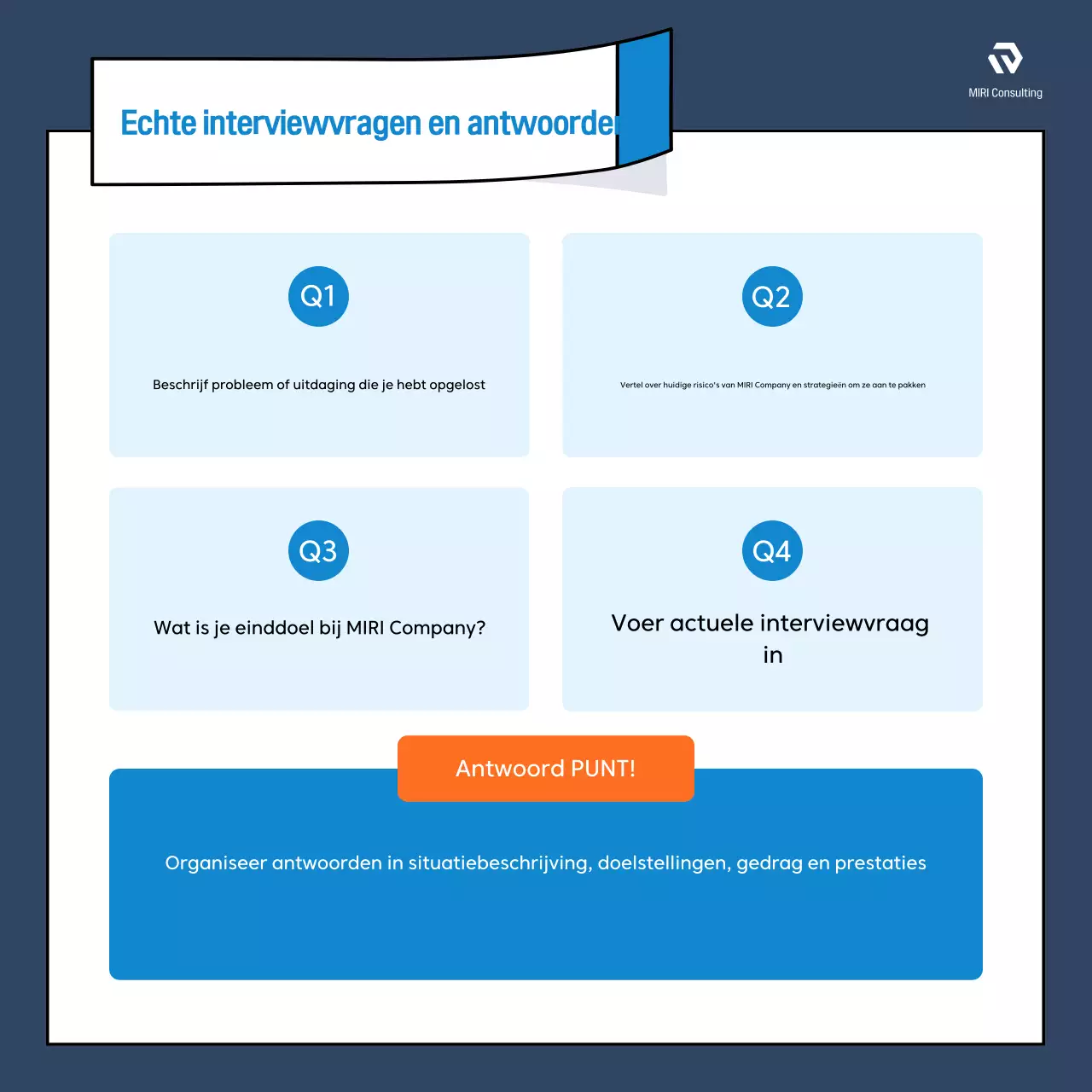 Promoot moderne vacatureoverzichten in blauw en oranje
