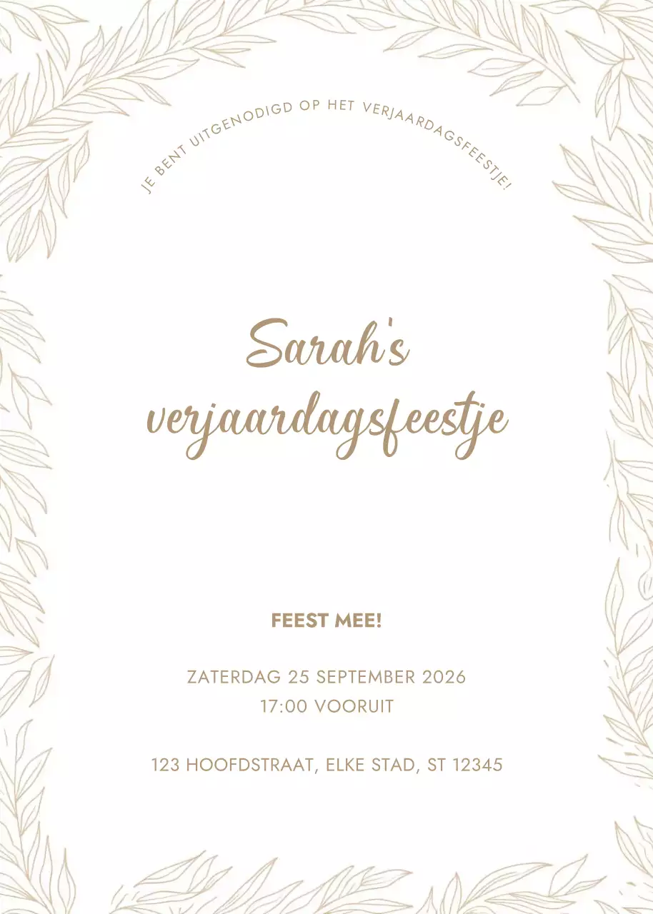 Beige elegante verjaardagsuitnodiging
