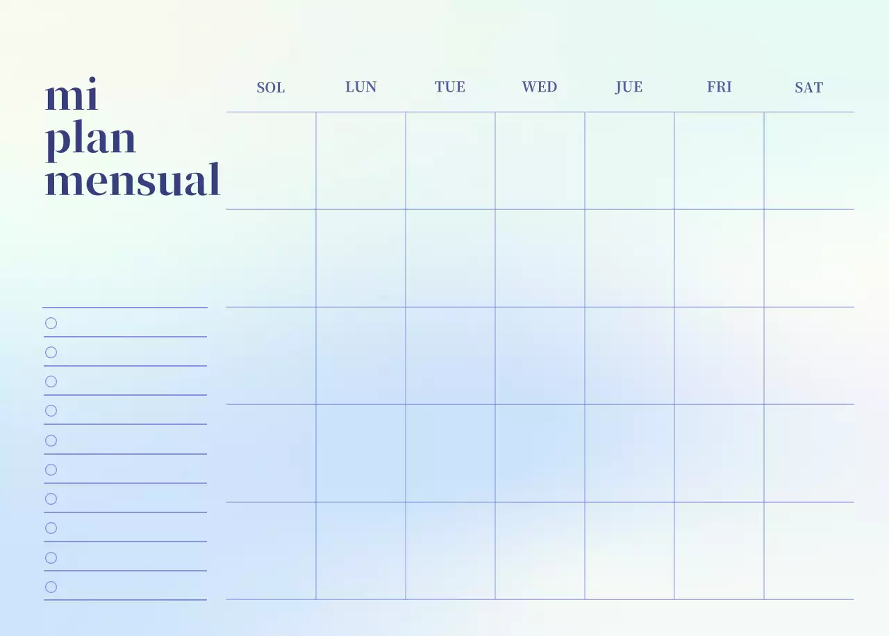 Calendario minimalista degradado