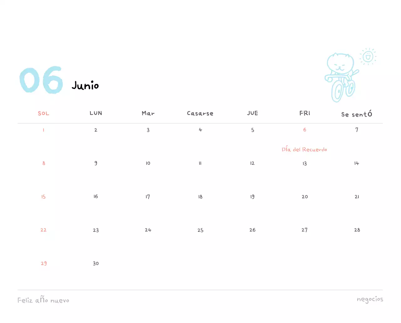 Calendario diario en marfil