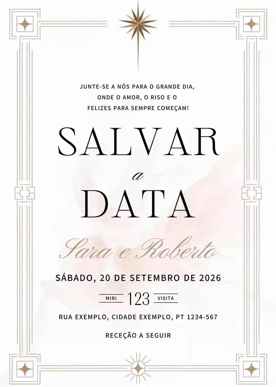 Convite de casamento bege e elegante