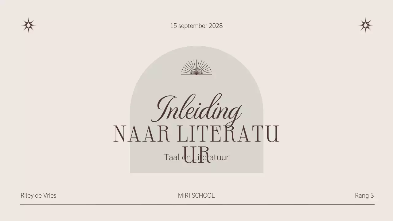 Beige Bruin Minimalistische Literatuur Cursus Presentatie
