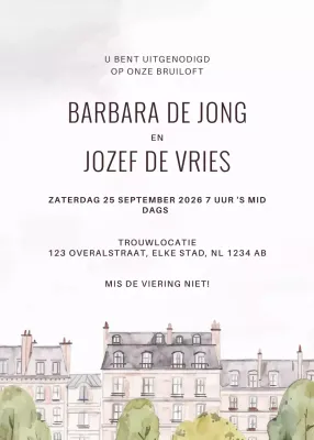 Beige elegante huwelijksuitnodiging