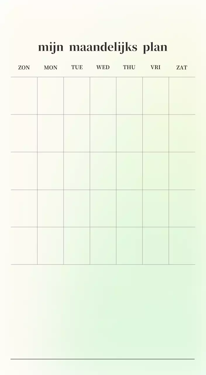 Minimalistische kalender met kleurverloop