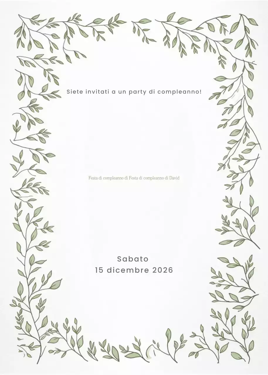 Invito di compleanno verde botanico