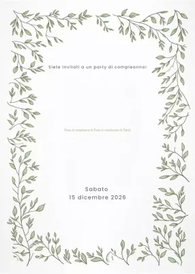 Invito di compleanno verde botanico