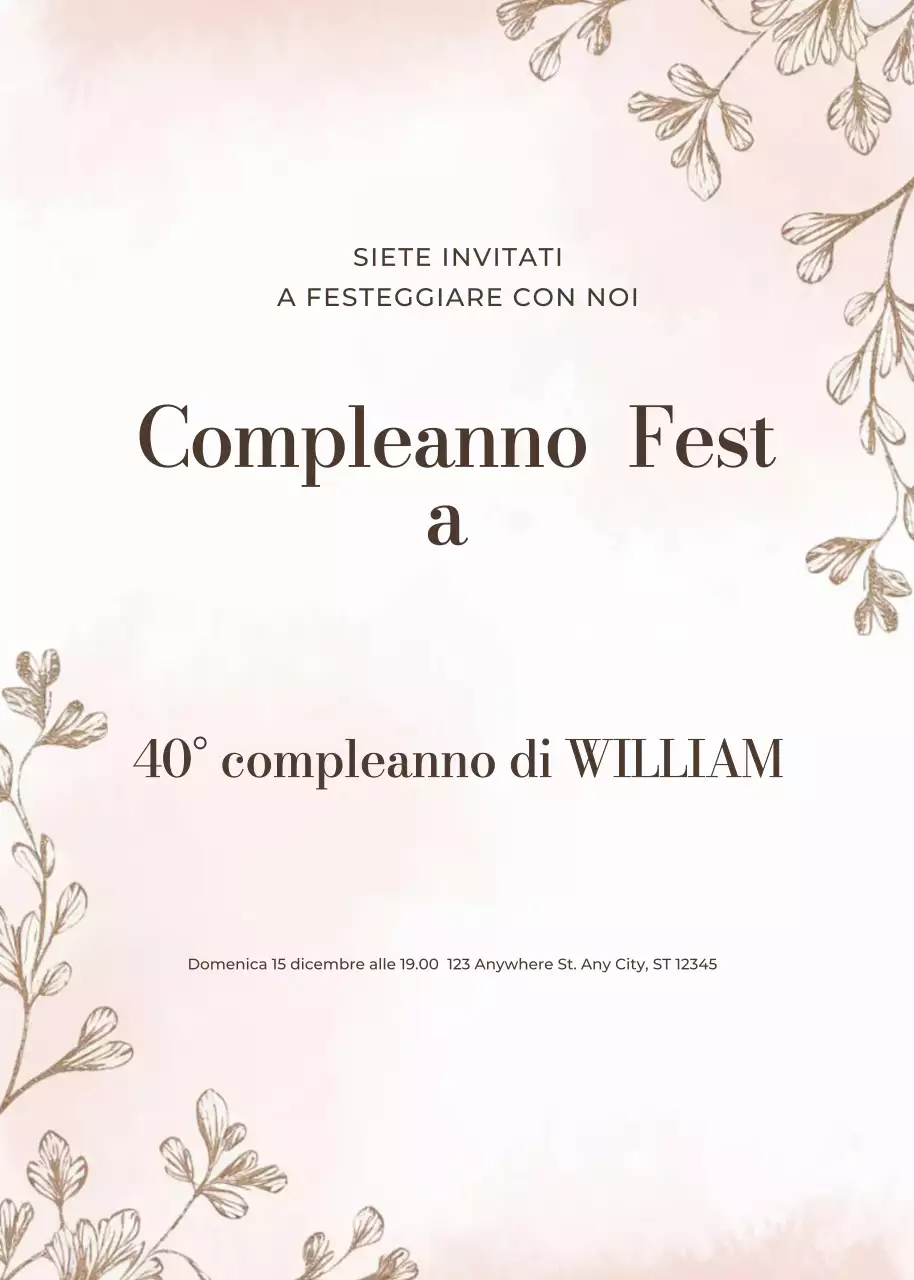 invito di compleanno elegante beige