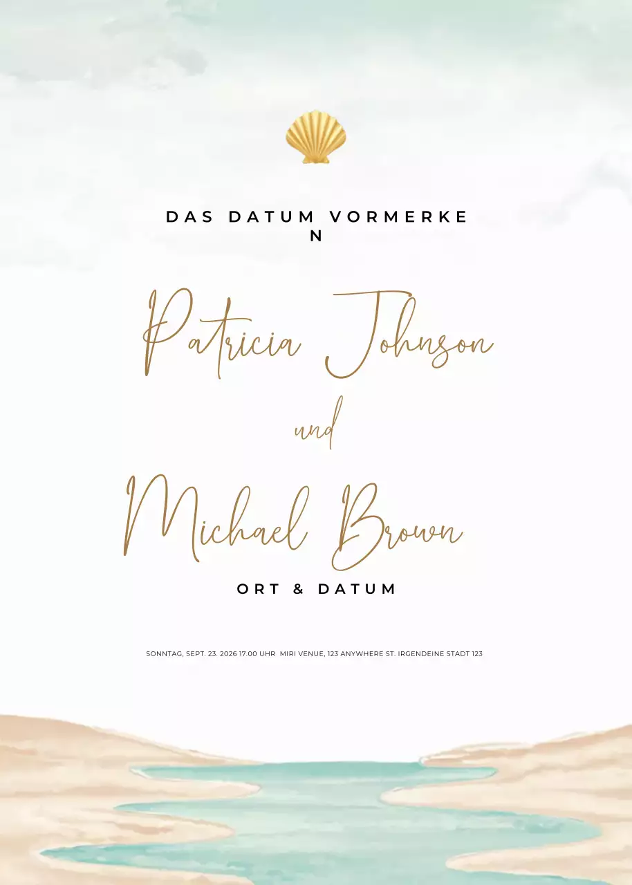 beige elegante Hochzeitseinladung