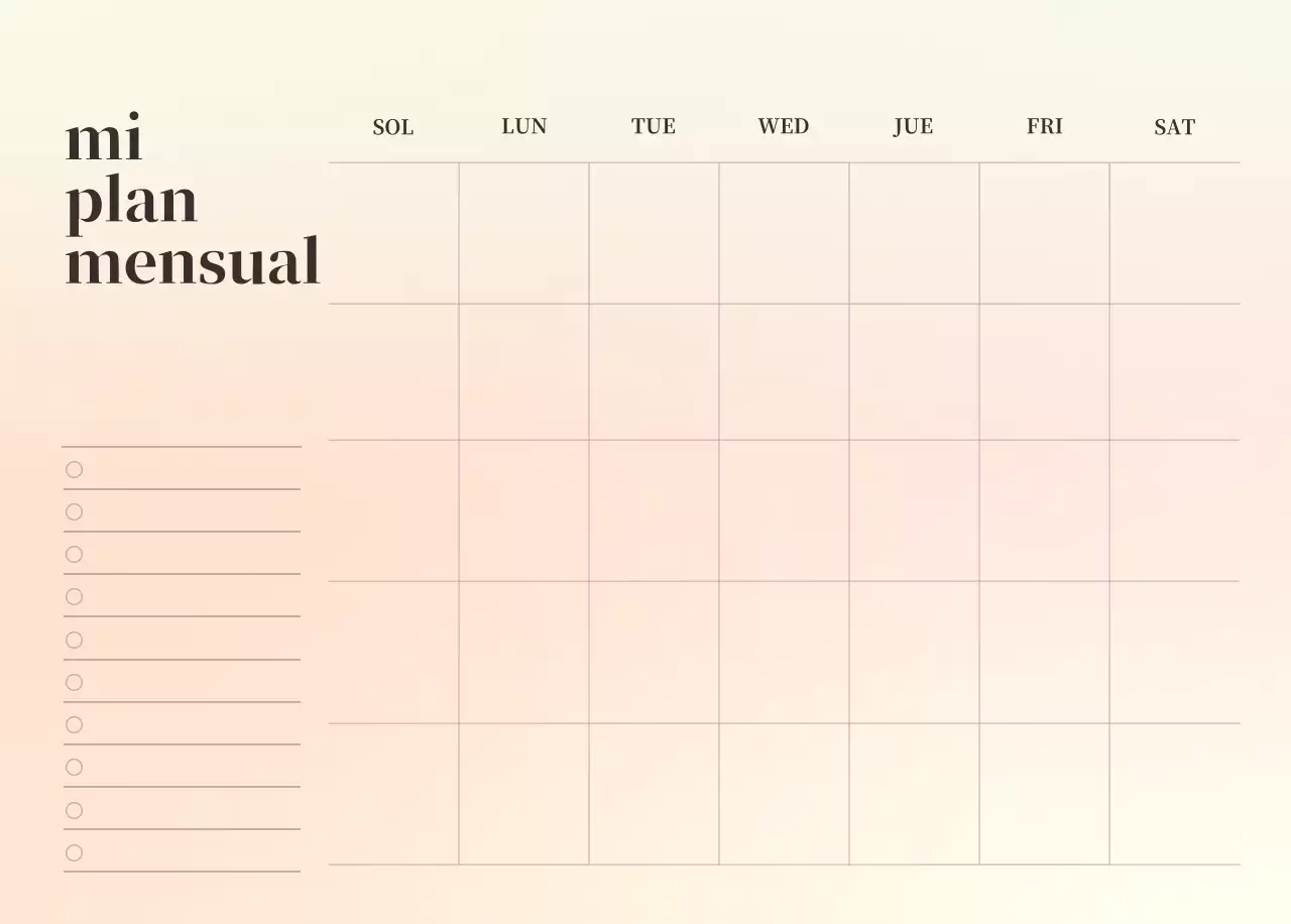 Calendario minimalista degradado