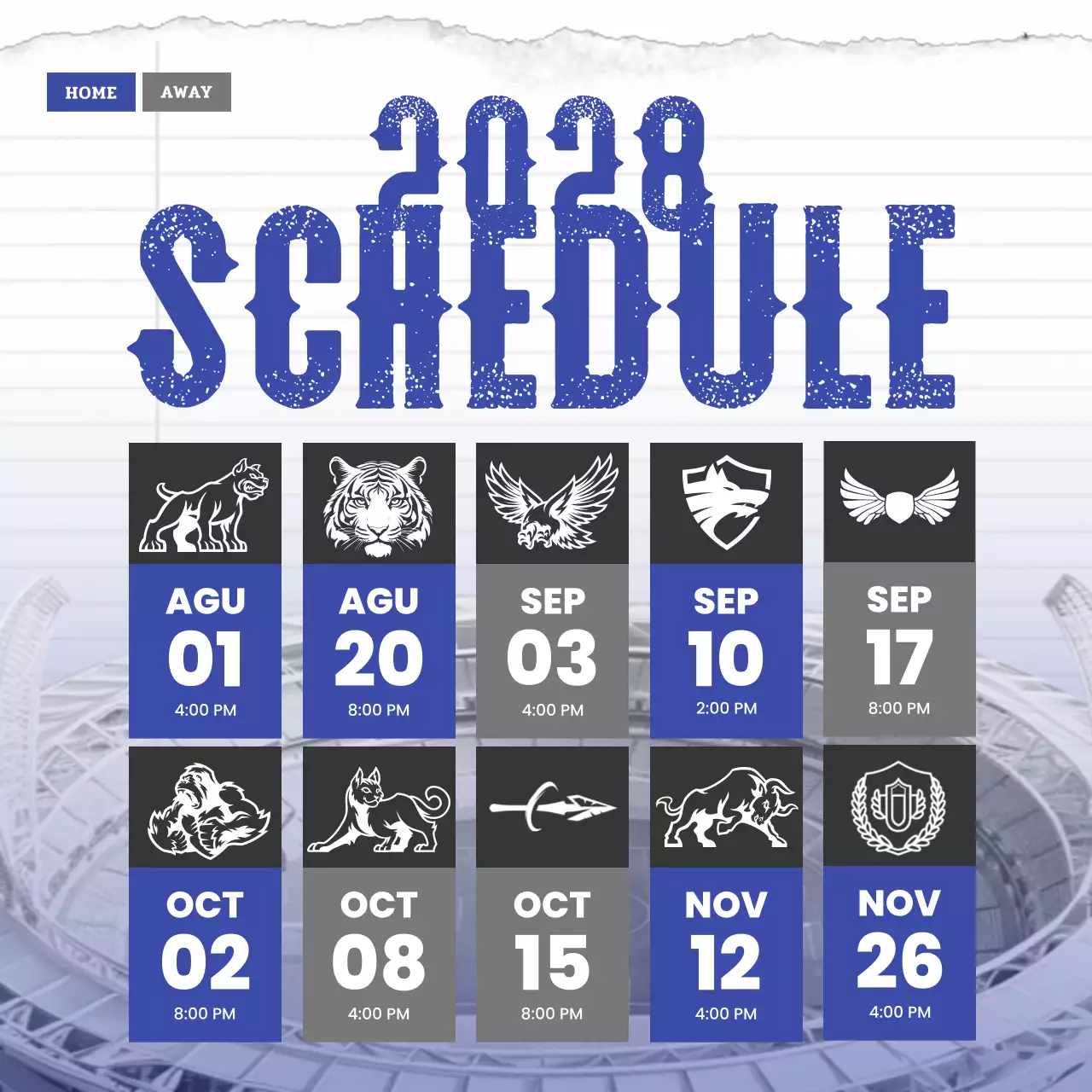 Blue Modern Sports Schedule Social Media Post