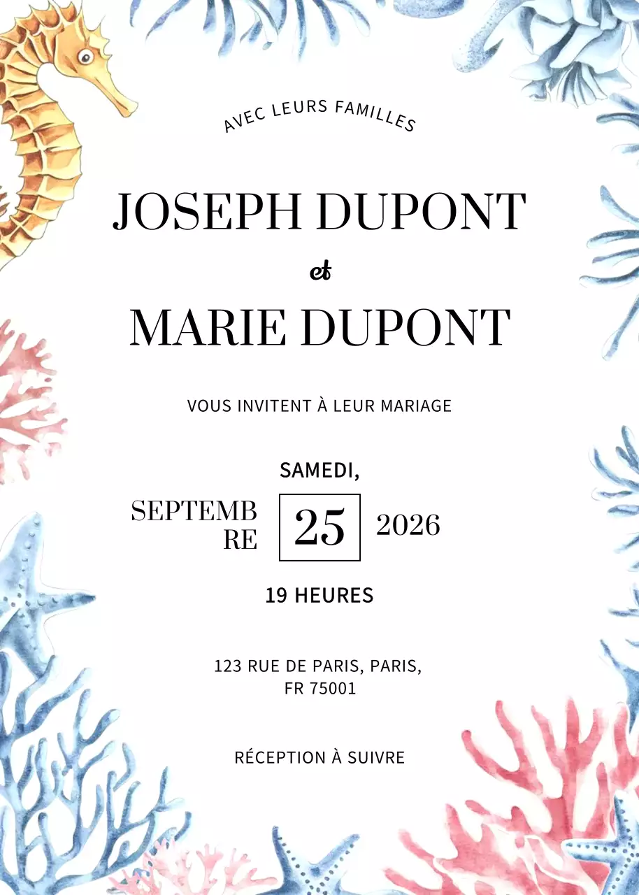 Invitation de mariage beige et élégante