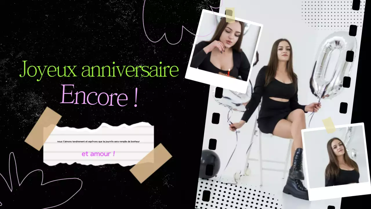 Collage de papier noir et vert Présentation de l'anniversaire