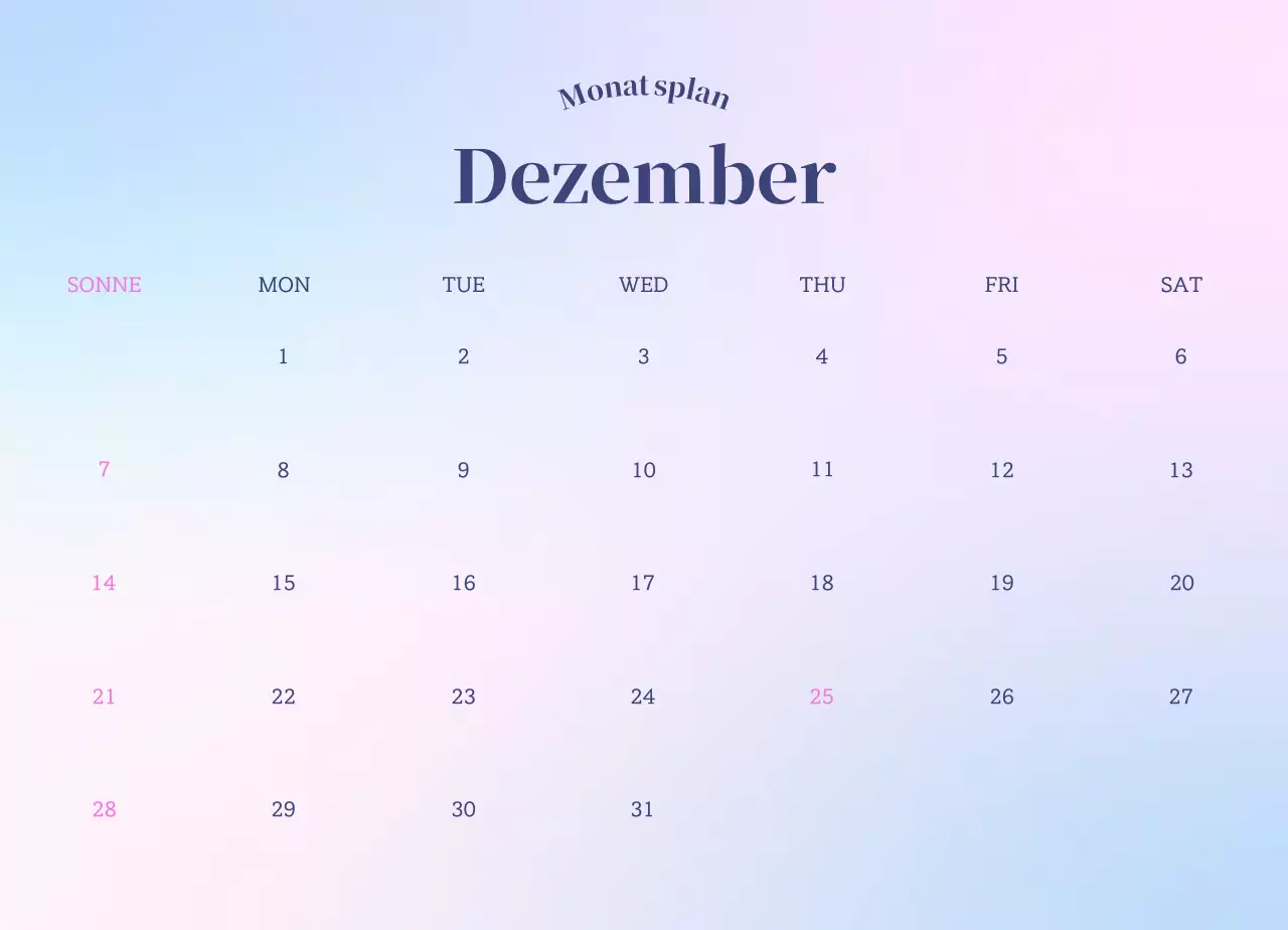 Minimalistischer Emotionskalender mit Farbverlauf