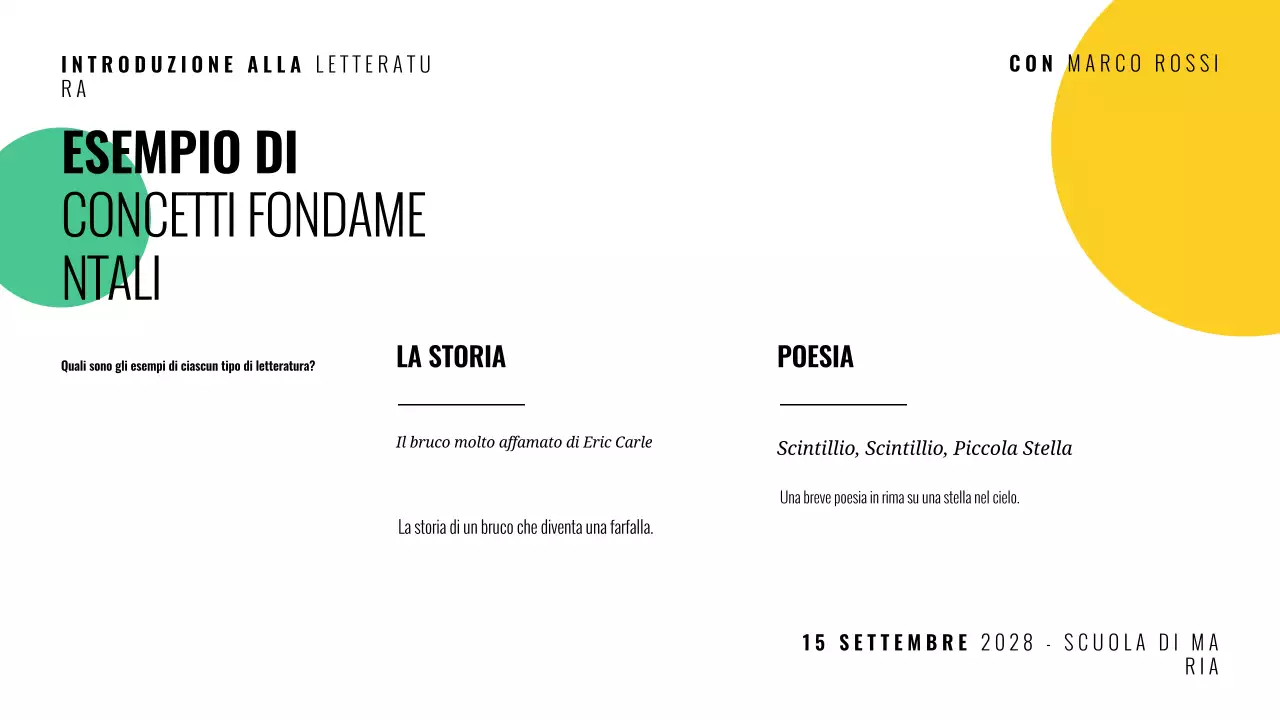 Presentazione del corso di letteratura moderna multicolore