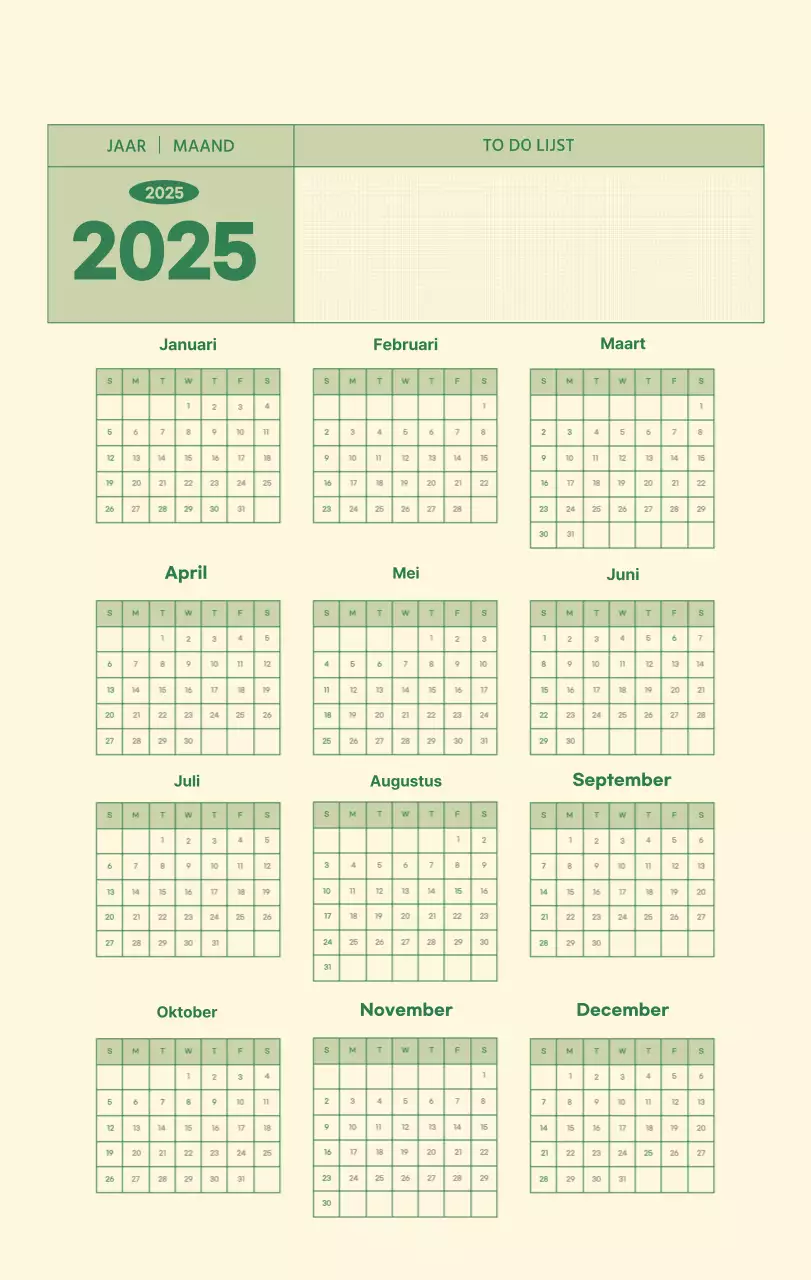 SAT D-Day notitieblok concept wandkalender in groen en lichtgeel