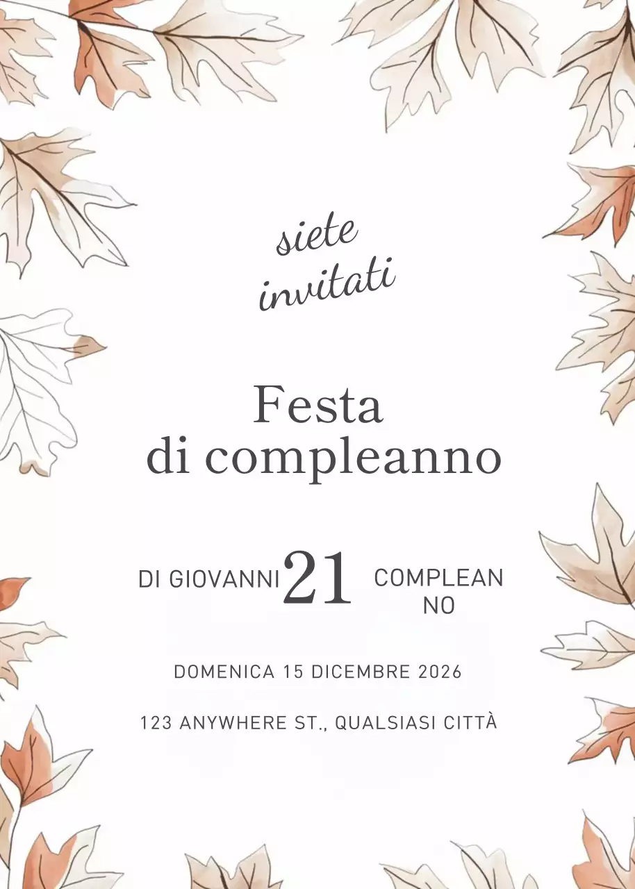 Invito di compleanno botanico beige