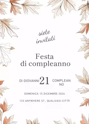 Invito di compleanno botanico beige