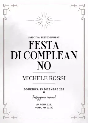 Invito di compleanno minimalista bianco