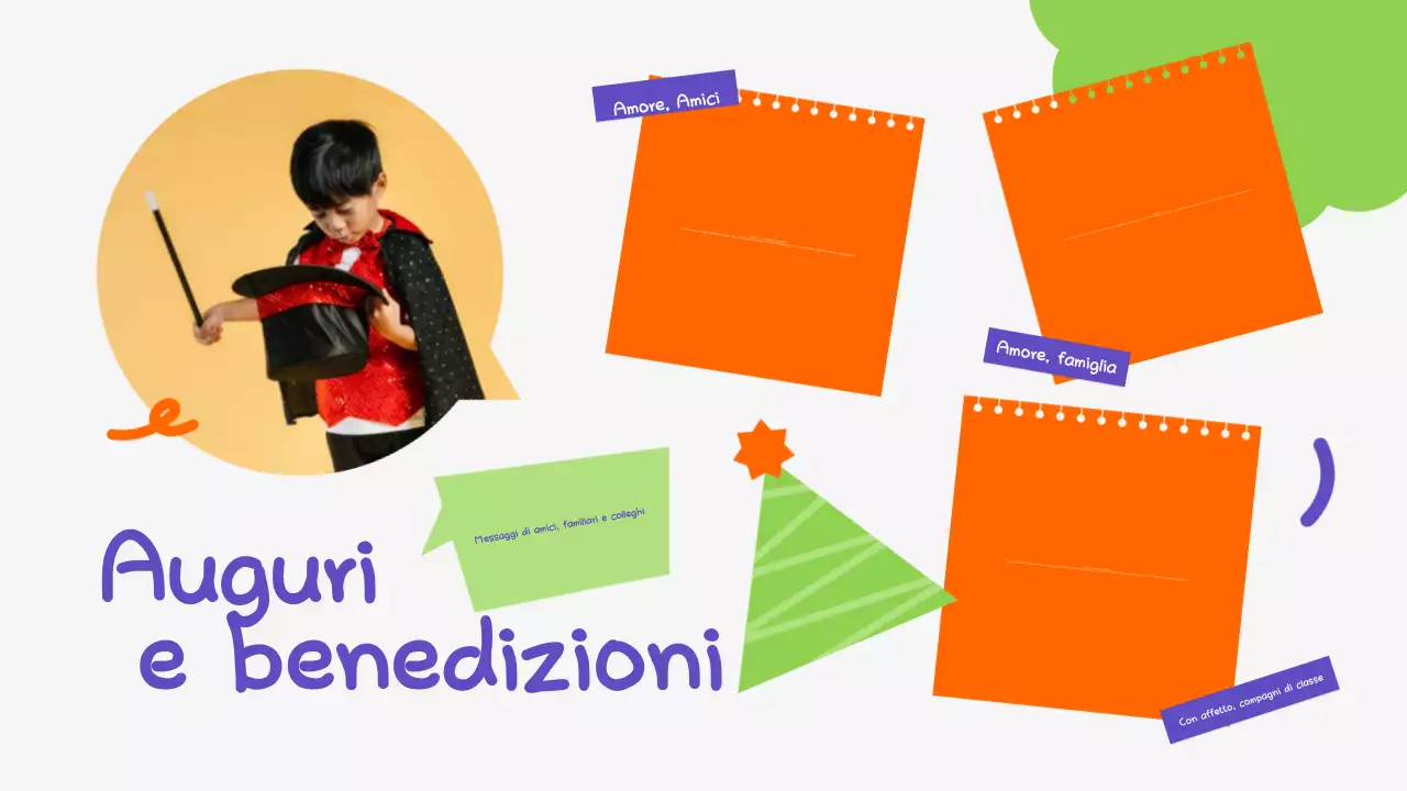 Presentazione del compleanno giocoso arancione verde