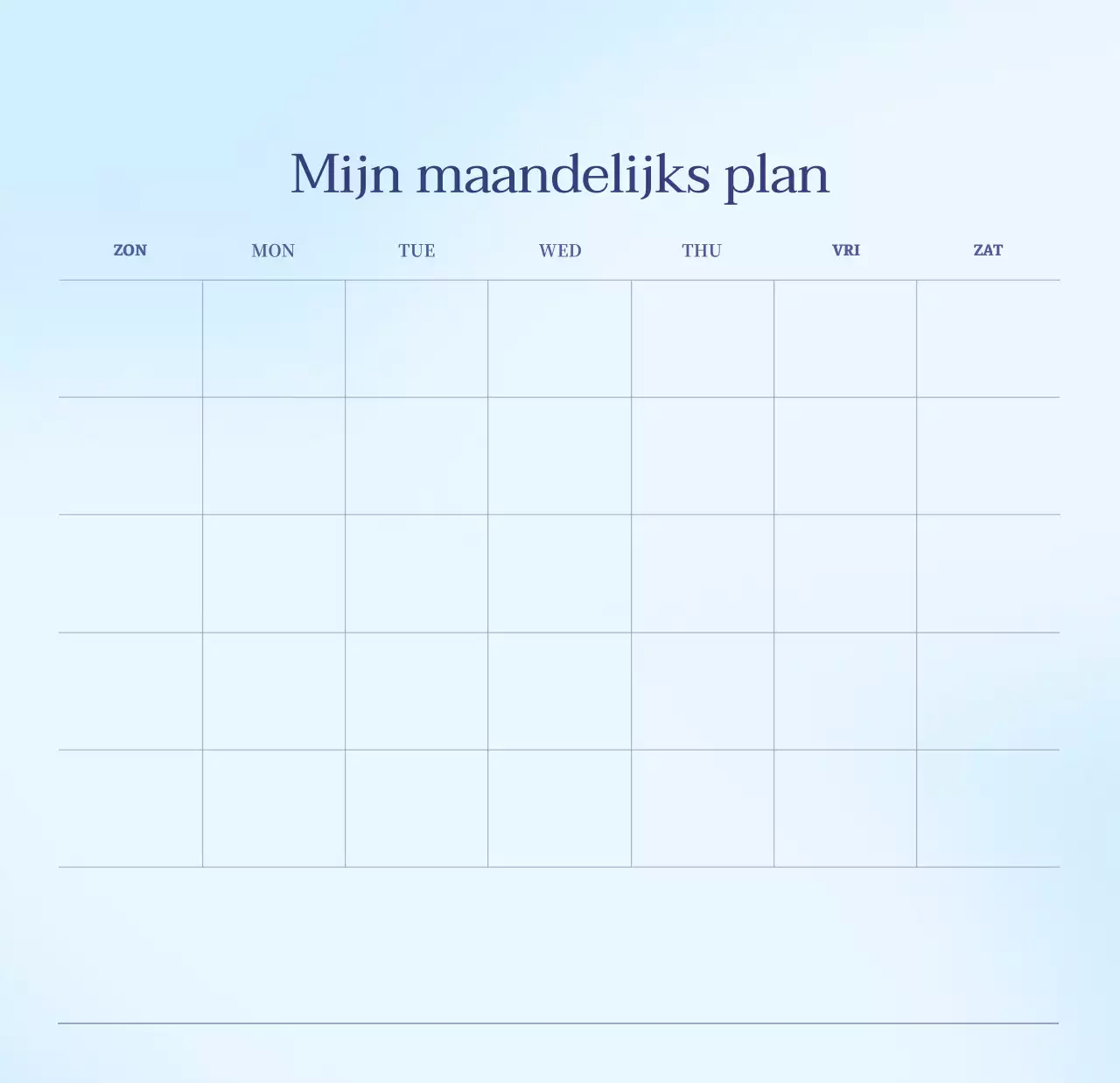 Minimalistische kalender met kleurverloop