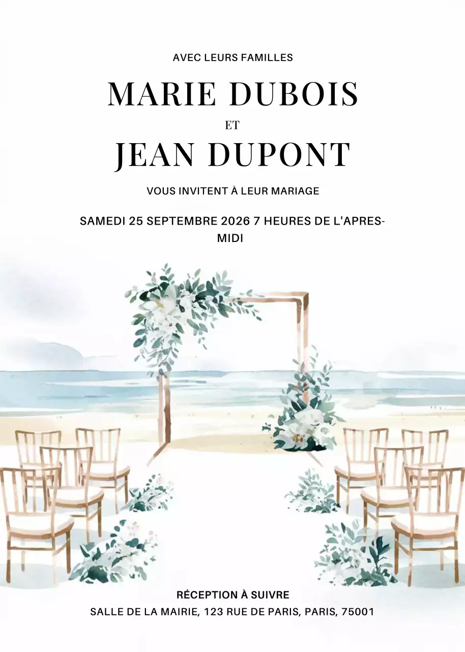 Invitation de mariage élégante et blanche