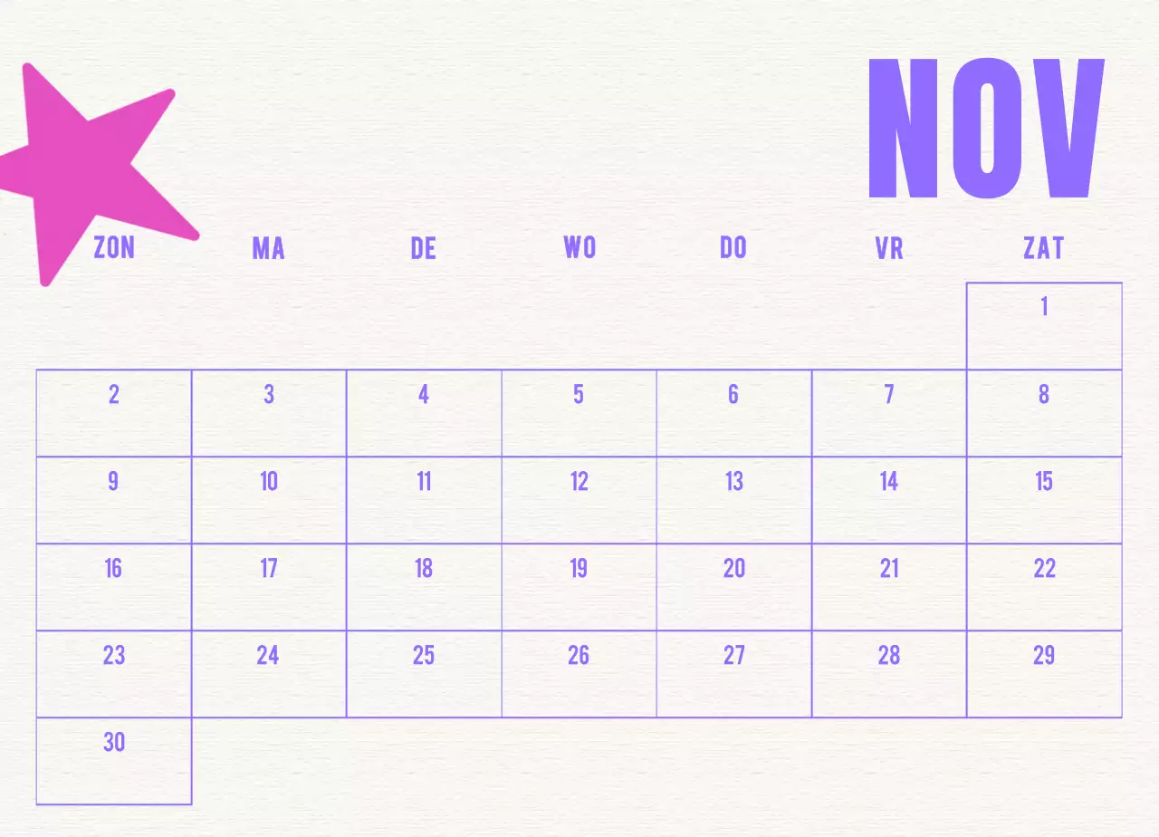 Blauwe vintage kalender