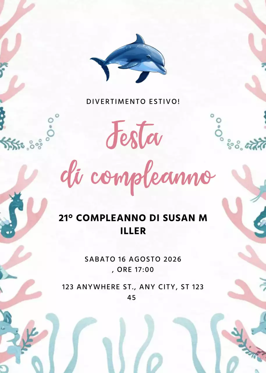 Invito di compleanno giocoso rosa