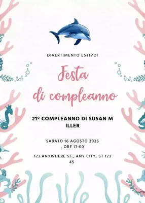 Invito di compleanno giocoso rosa