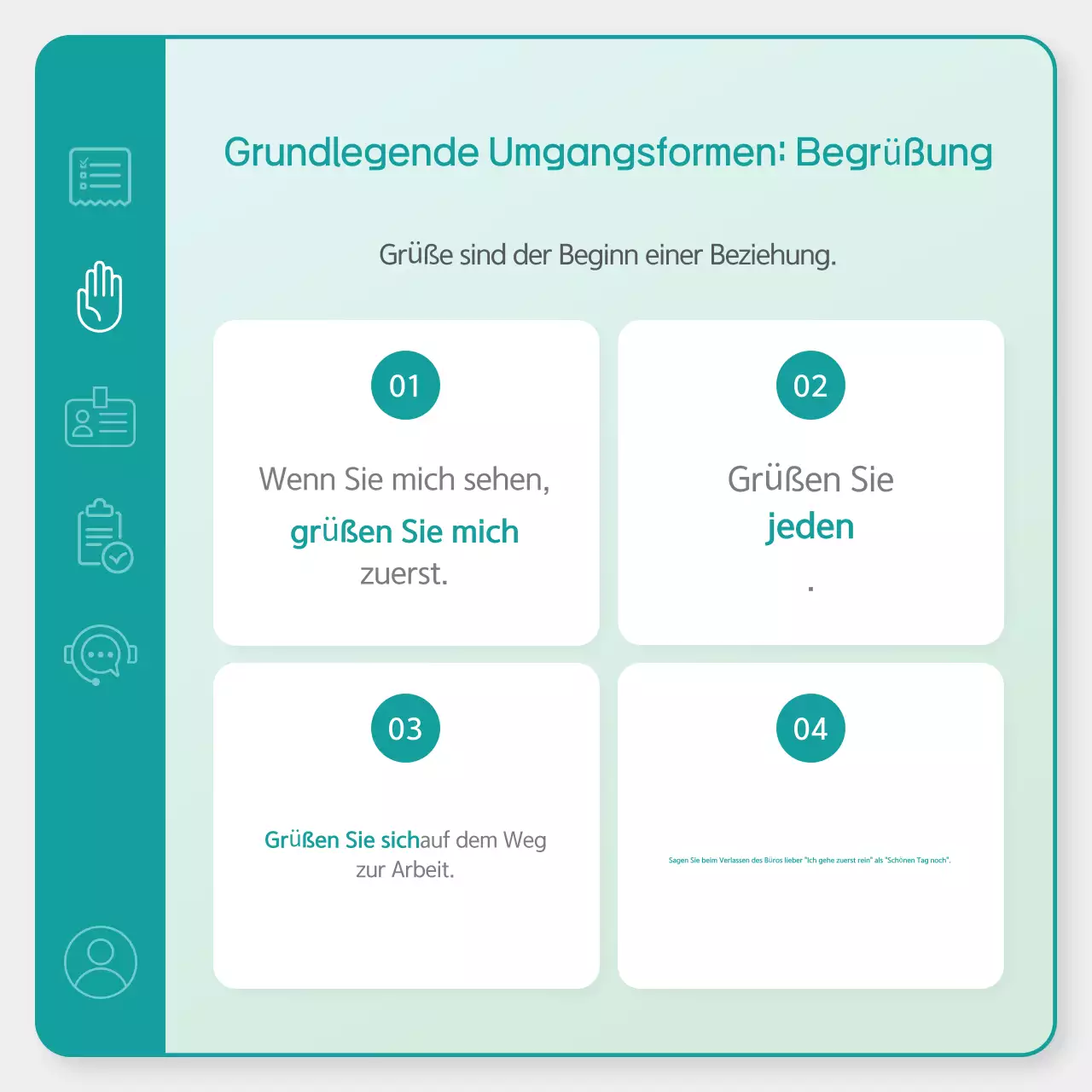 Mint Einfaches Knigge-Training am Arbeitsplatz