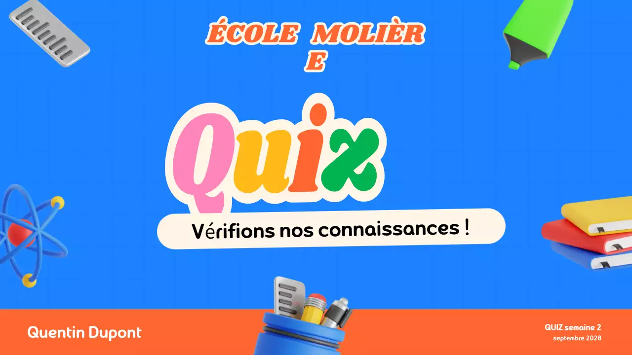 Matériel de classe Quiz moderne et coloré