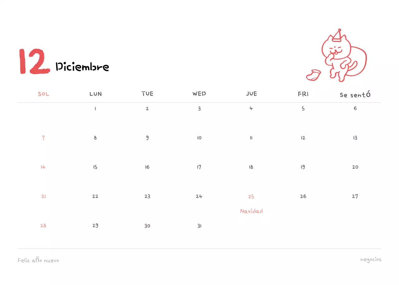 Calendario diario en marfil