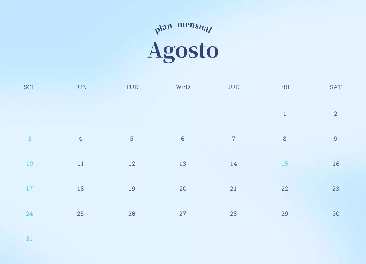 Calendario Gradient Minimalist Emotion