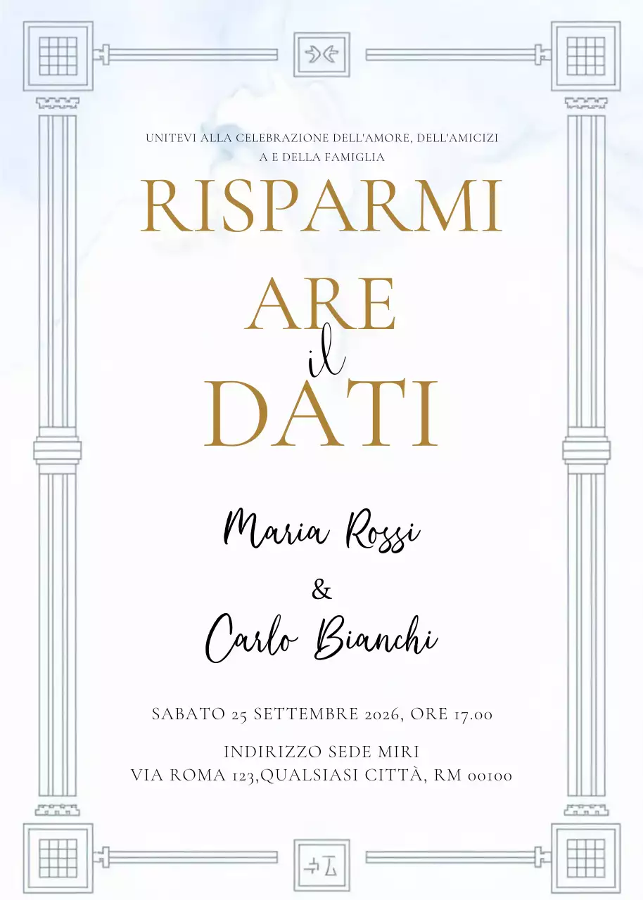 invito di nozze elegante in oro